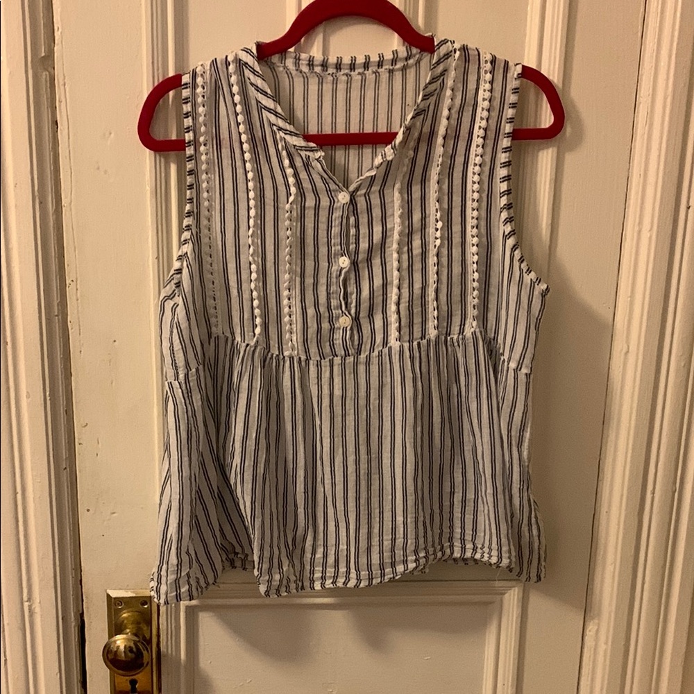Striped Sleeveless Top - Black and White
